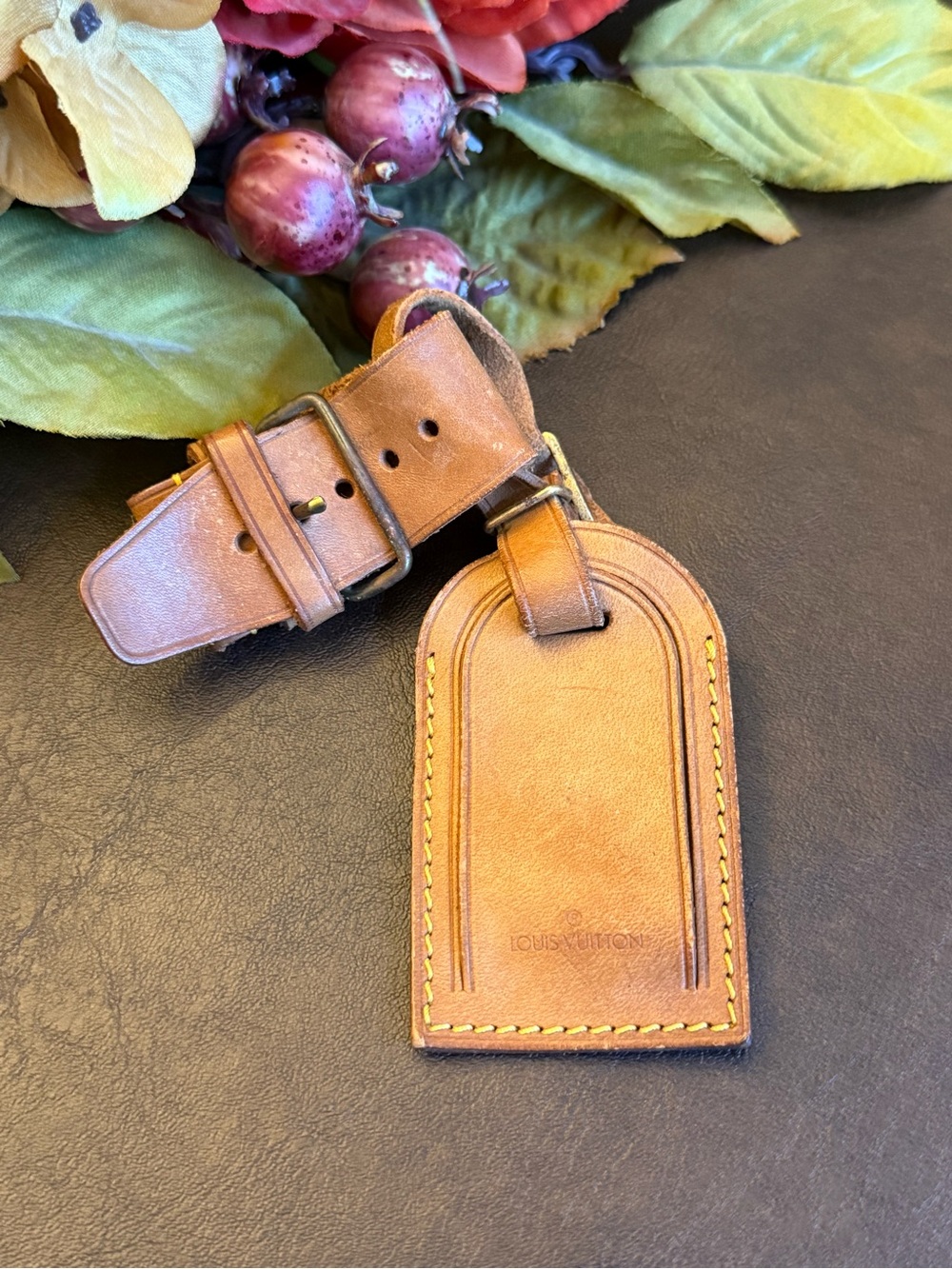 Louis Vuitton Vachetta Leather Luggage Tag and Poignet